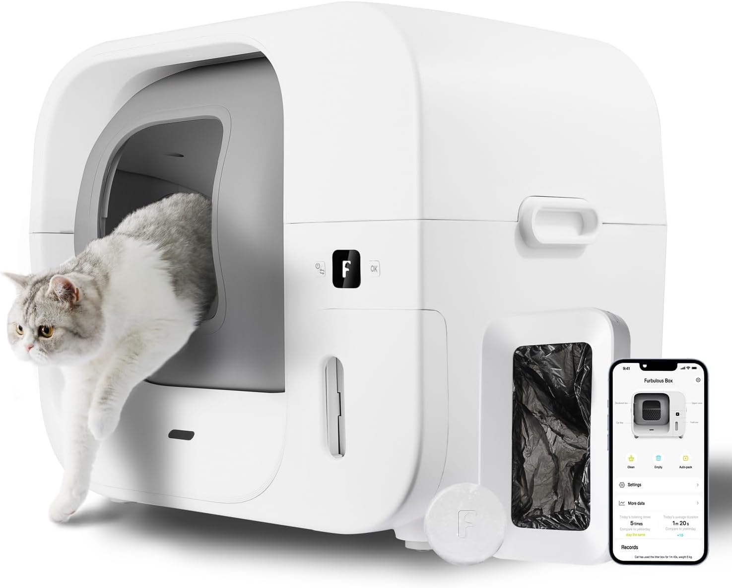 FURBULOUS Furbulous True Odor-Free Self Cleaning and Self-Packing Cat Litter Box
