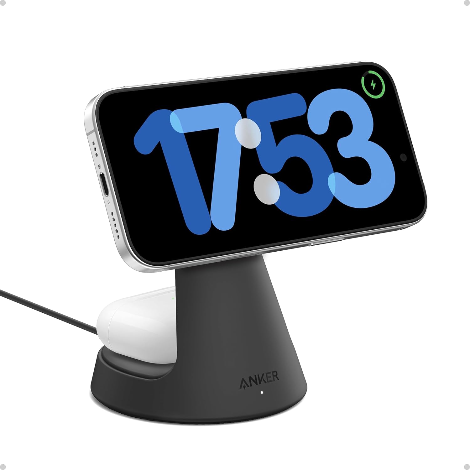 Anker Anker MagSafe Compatible 2-in-1 Charging Stand, iPhone 16 Wireless…