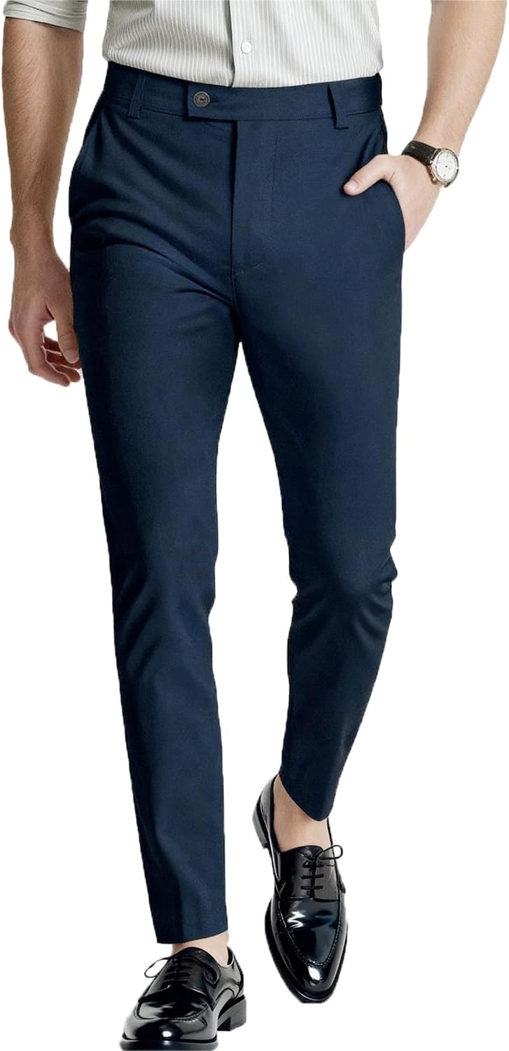 GINGTTO GINGTTO Mens Dress Pants Slim Fit Stretch Skinny Slacks Tapered Leg