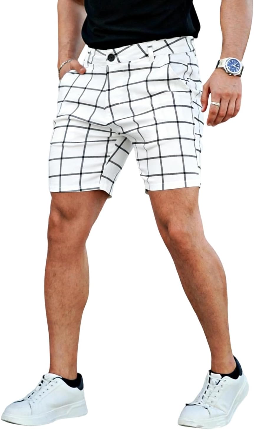 GINGTTO GINGTTO Mens Slim Fit Shorts Stretch Tapered Leg Skinny Chinos 5" 7"