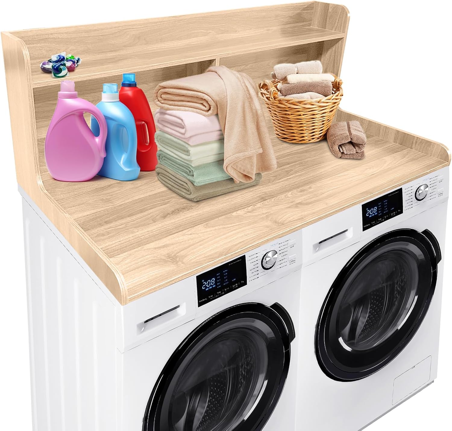 GarveeHome GarveeHome 2-Tier Washer Dryer Countertop, Wood Laundry Topper with…