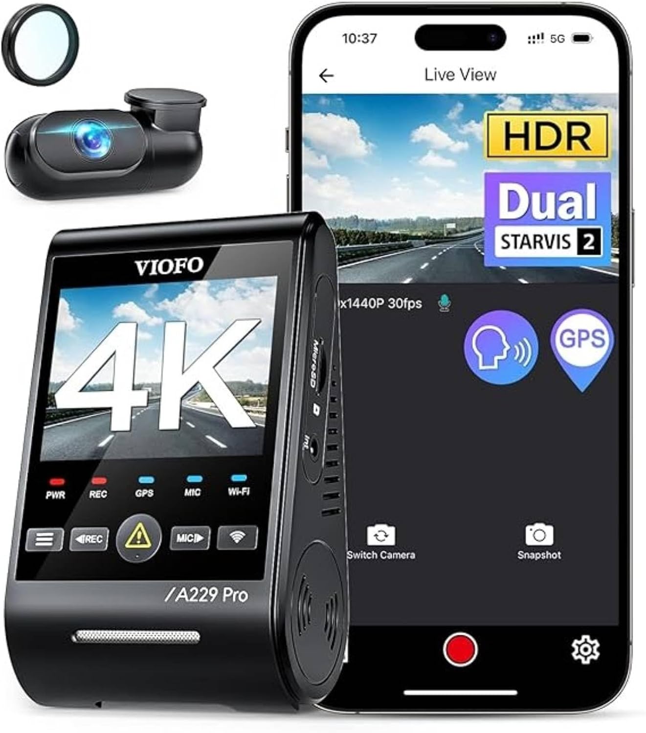 VIOFO VIOFO A229 Pro 4K HDR Dash Cam Front and Rear, Dual STARVIS 2 Sensors