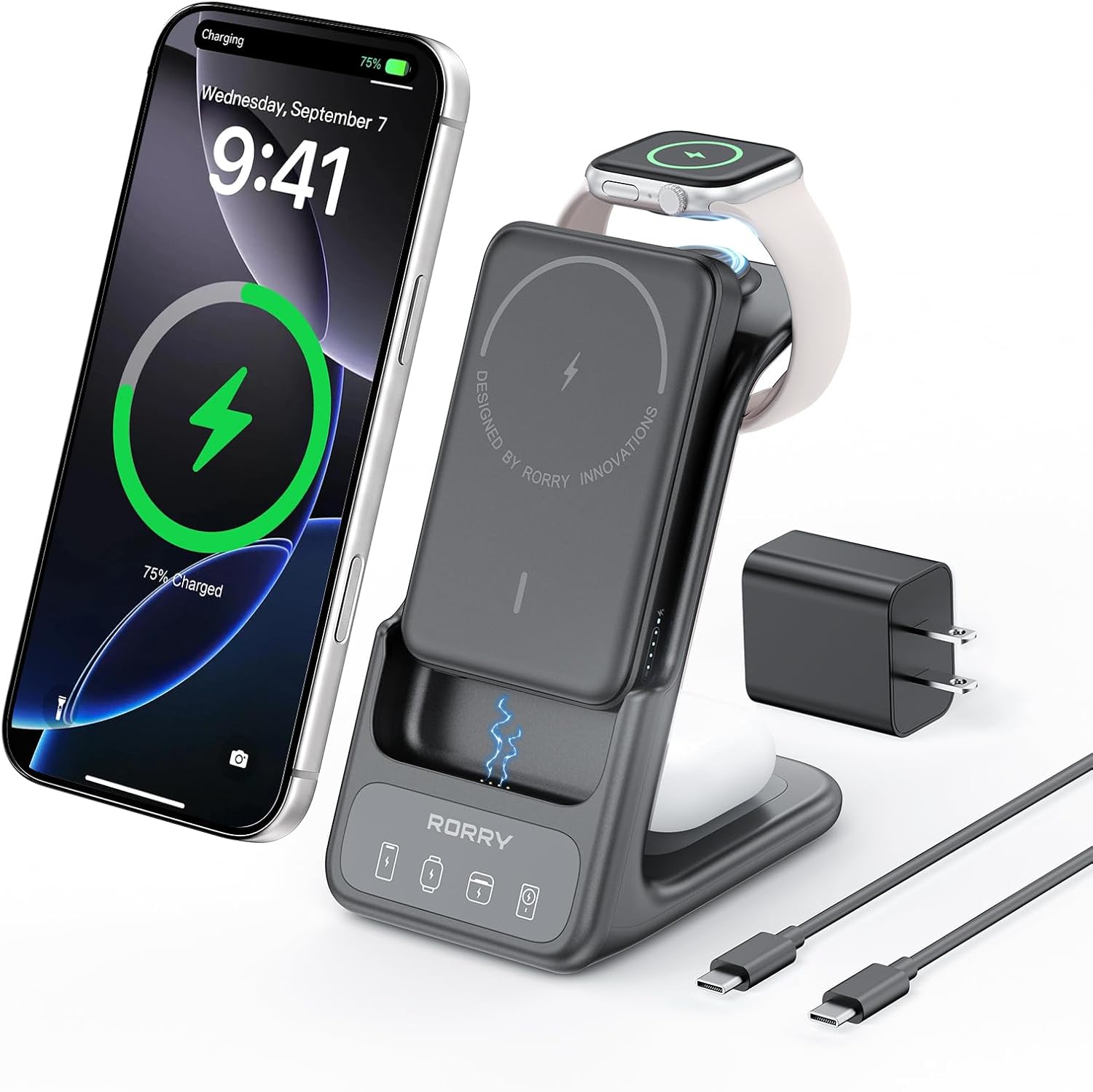 RORRY RORRY AuraDock Charging Station for Apple,10000mAh Detachable Power Bank