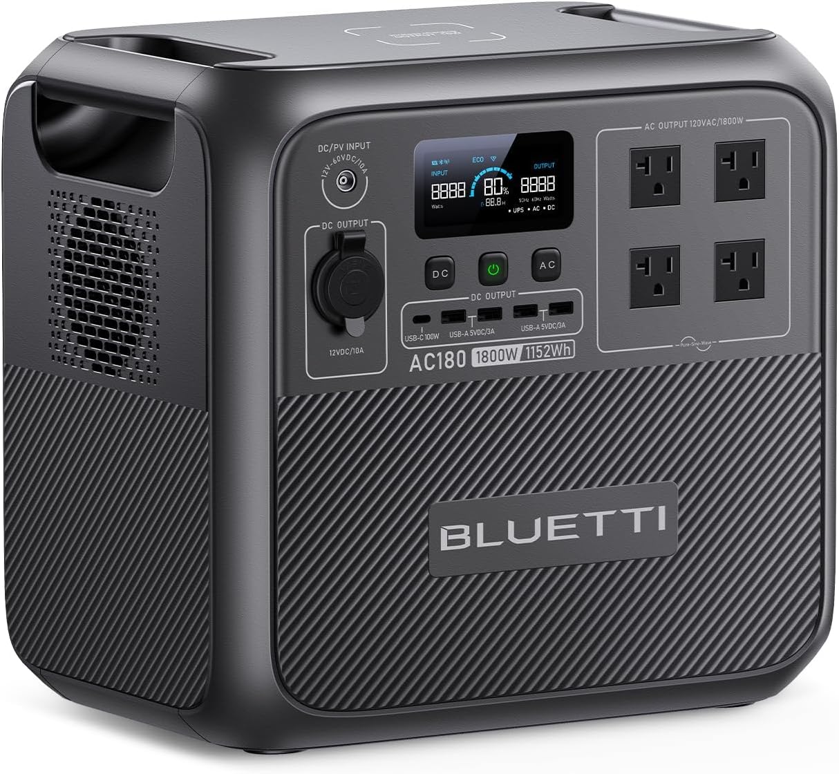 BLUETTI BLUETTI Portable Power Station AC180, 1152Wh LiFePO4 Battery Backup w/…