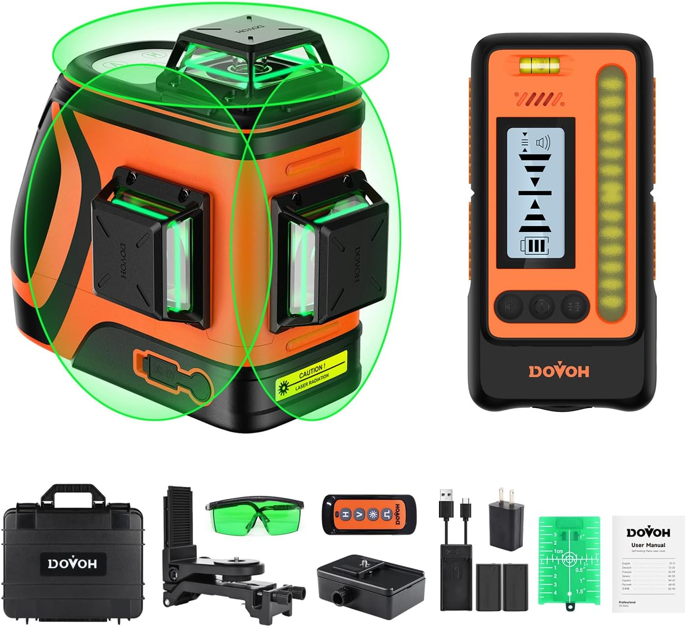 DOVOH DOVOH Outdoor Laser Level 360 Self Leveling with Receiver, H3-360G-KIT
