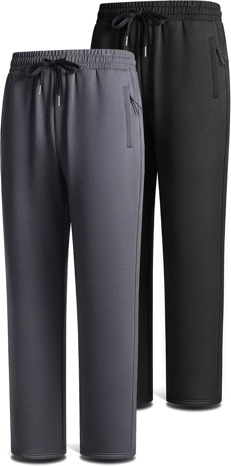 BULLIANT BULLIANT Men Athletic Sweatpants 2Pack Straight Leg Open Bottom Deep…