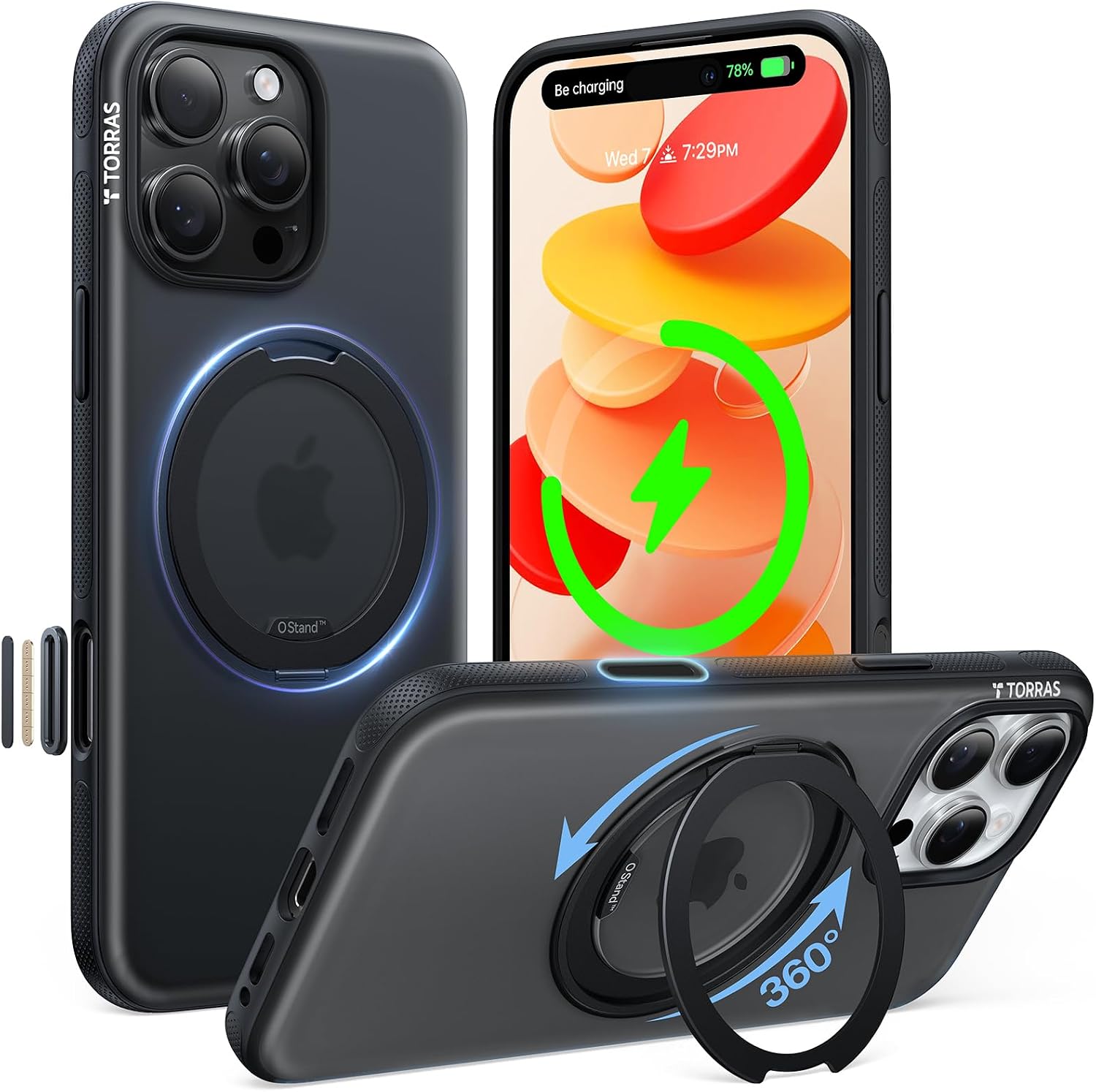 TORRAS TORRAS for iPhone 16 Pro Case, 360 Magnetic Stand, O3 Fitness Series
