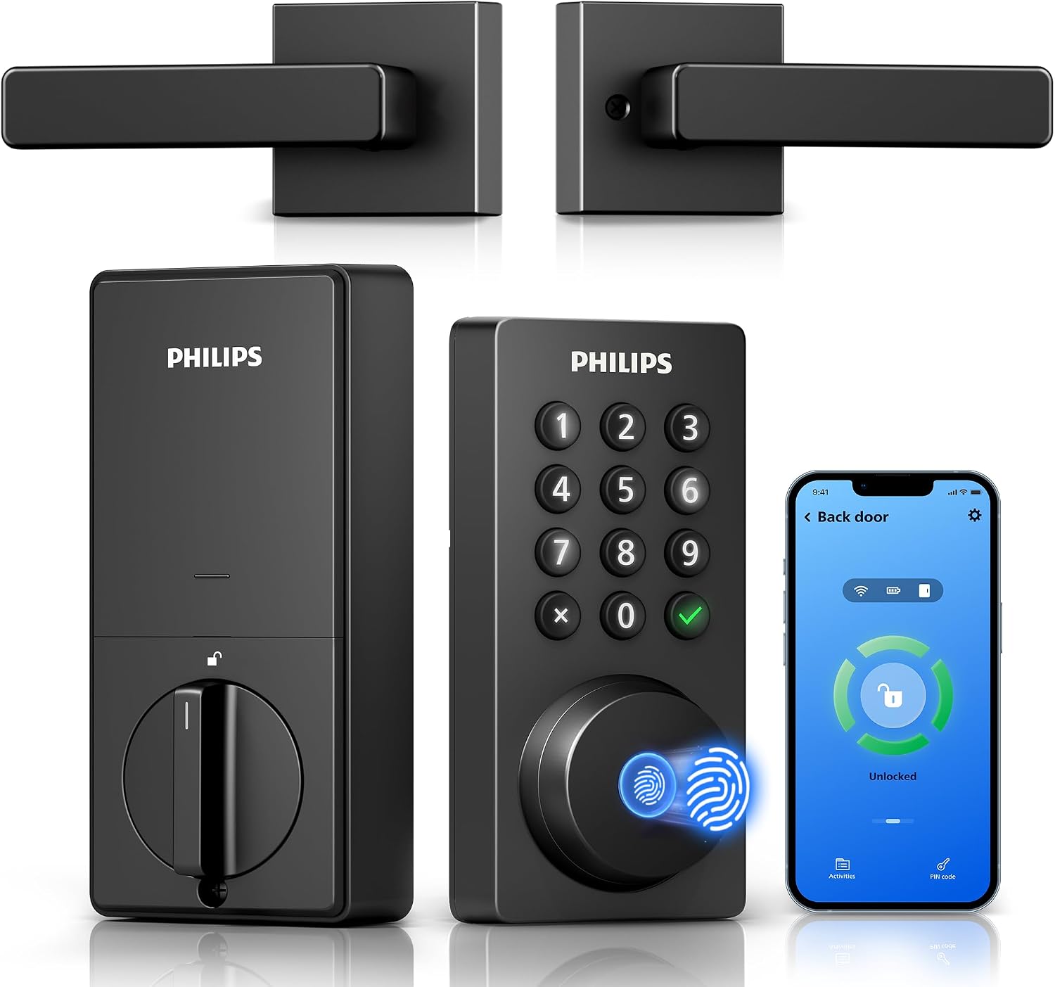 PHILIPS Philips WiFi Keypad Deadbolt with Handle, Built-in WiFi, APP Remote…