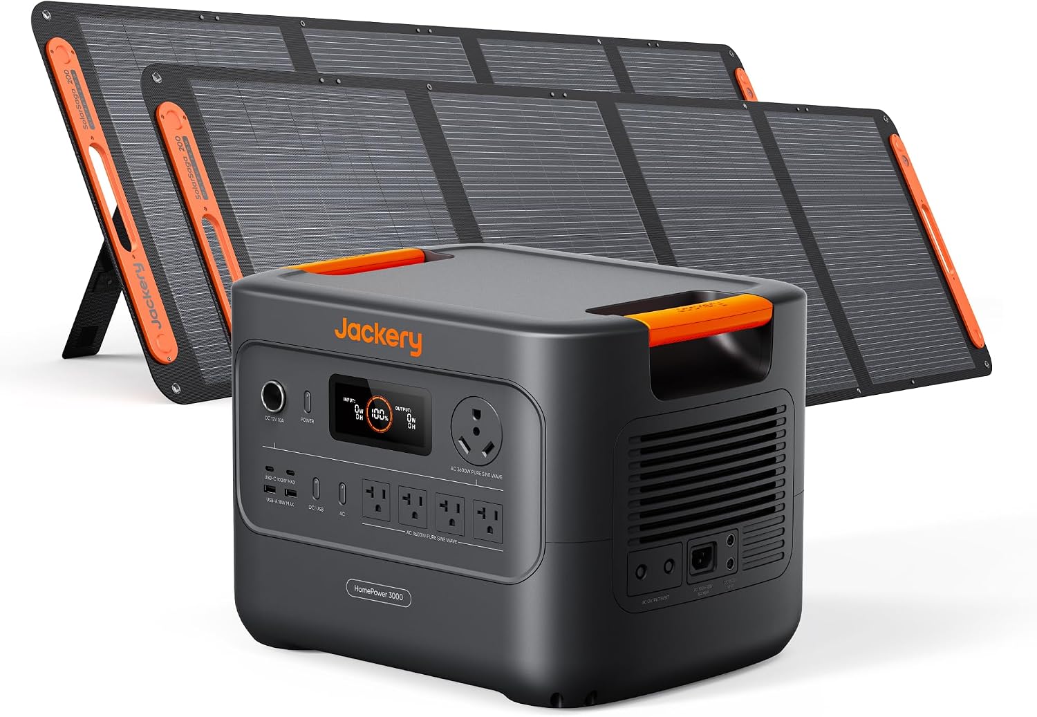 Jackery Jackery HomePower 3000 and 2x200W Solar Panels, 3072Wh, 3600W AC Output