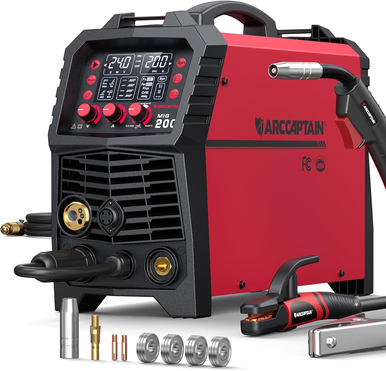 ARCCAPTAIN ARCCAPTAIN 200A MIG Welder 110V 220V 6 in 1 Aluminum Welding Machine…