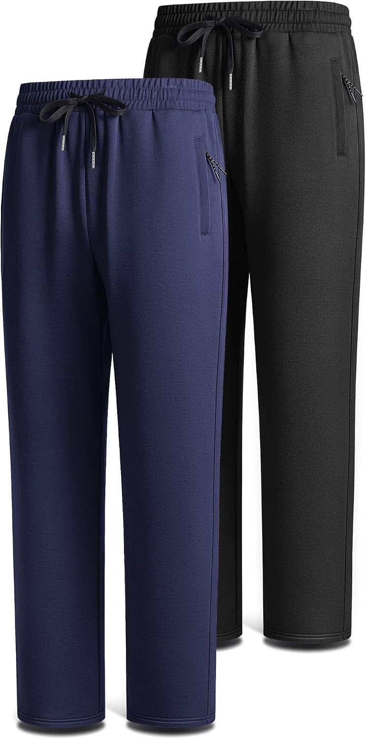 BULLIANT BULLIANT Men Athletic Sweatpants 2Pack Straight Leg Open Bottom Deep…