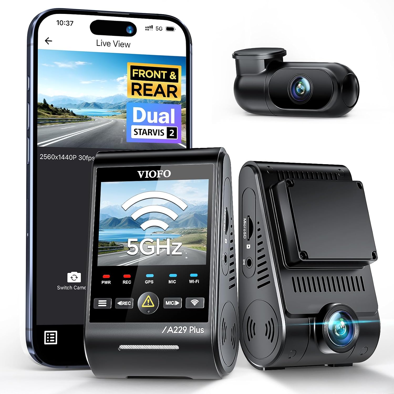 VIOFO VIOFO A229 Plus Dash Cam Front and Rear, 2K Dual STARVIS 2 Sensors & HDR