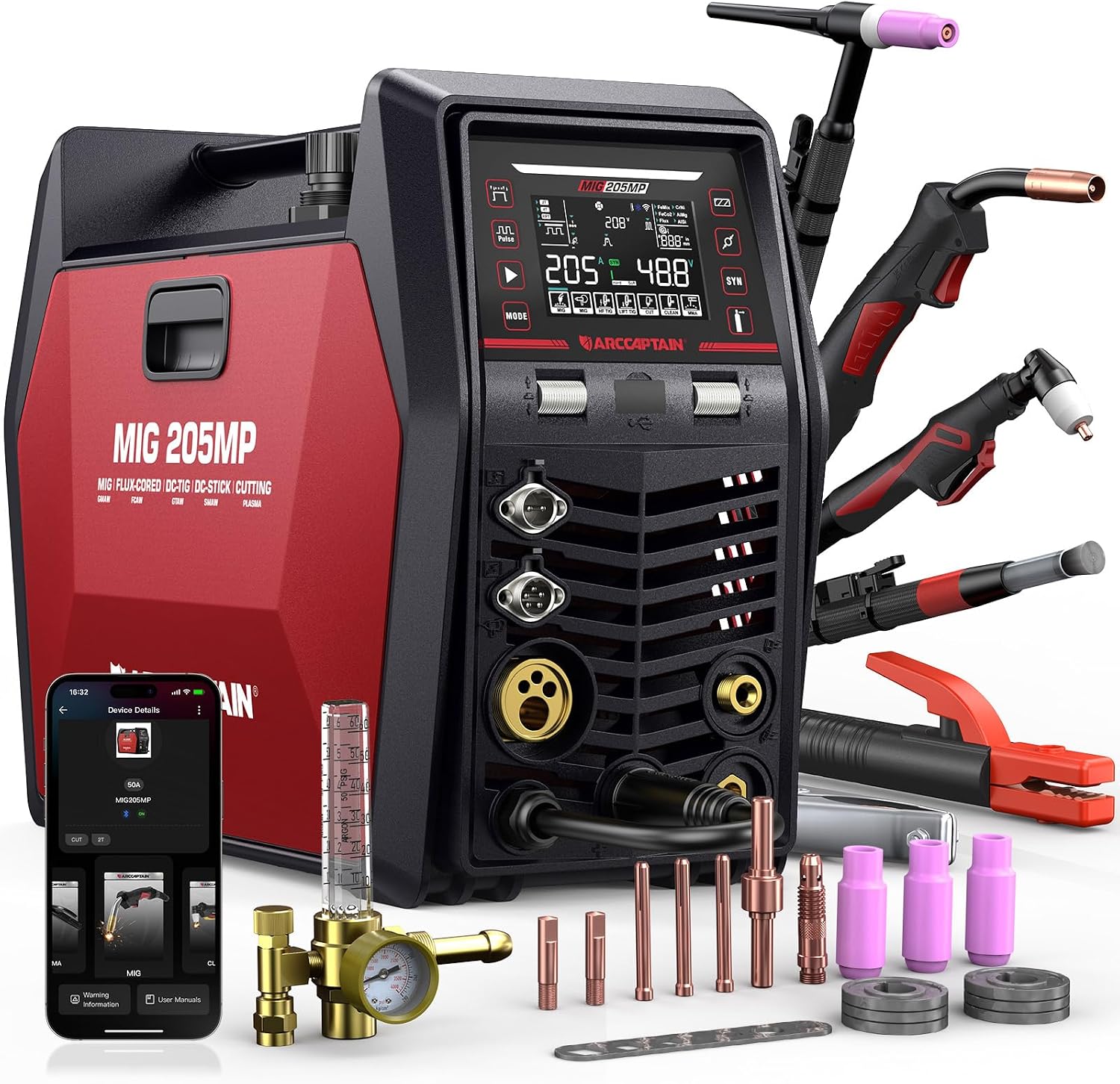 ARCCAPTAIN ARCCAPTAIN MIG205MP MIG Welder with Plasma Cutter, 9 IN 1 Welding…