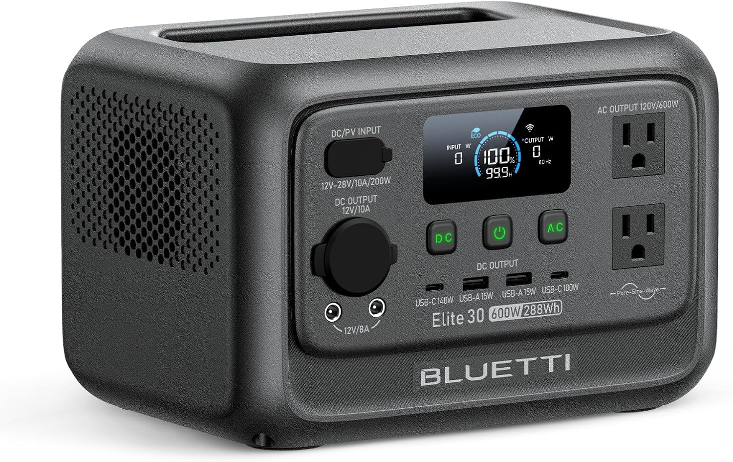 BLUETTI BLUETTI Elite 30 V2 Portable Power Station 288Wh 600W LFP Solar…