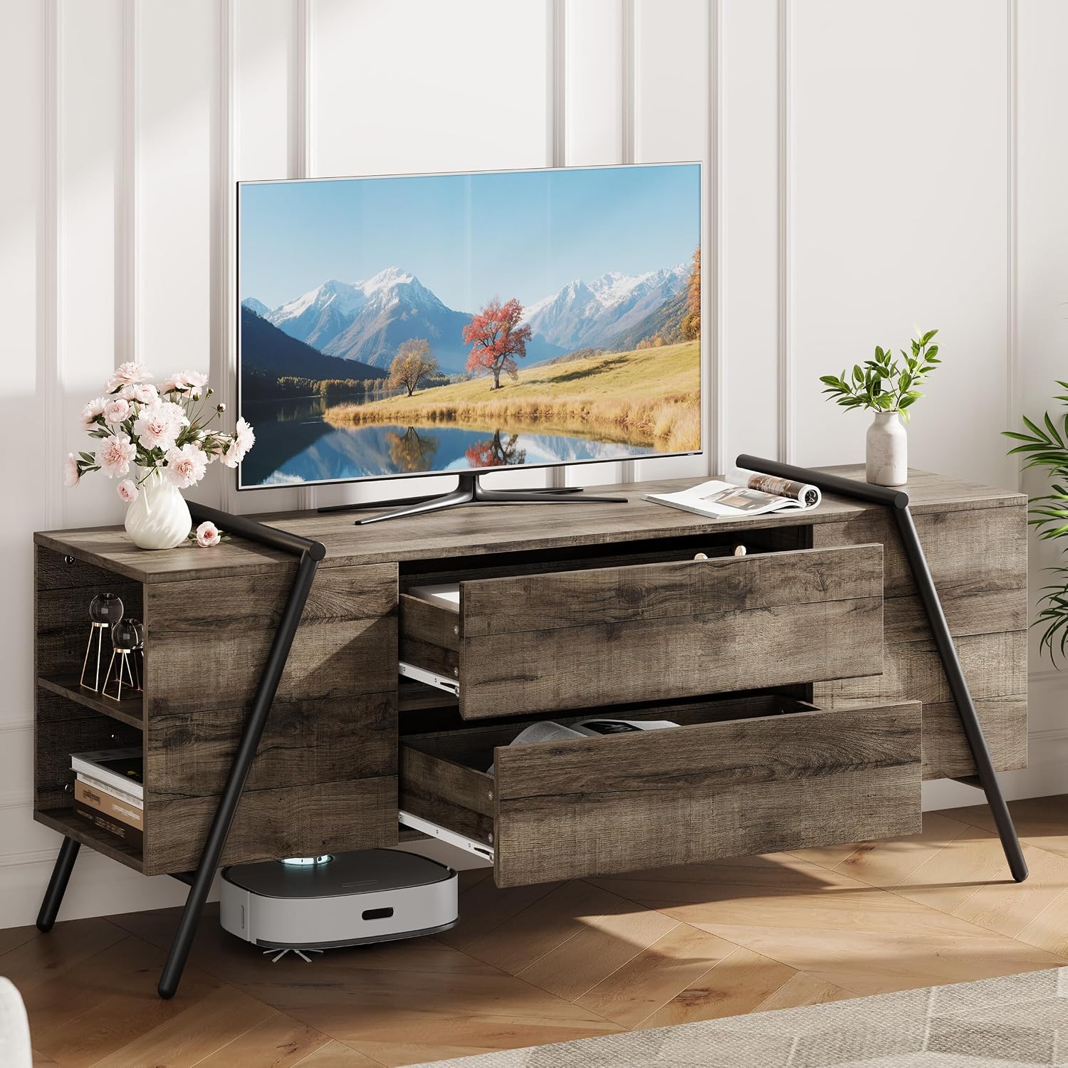 GarveeHome GarveeHome 55 in Modern TV Stand for Living Room, Farmhouse…